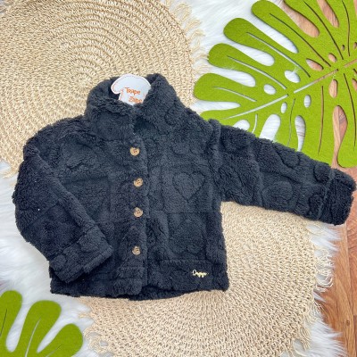 Casaco Avulso de Pelinho Corações - Preto 